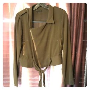 Dark green zip up blouse